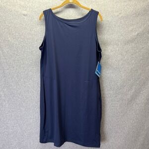 Columbia Chill River Dress Navy Blue Sleeveless Pockets XL Omni-Wick Omni-Freeze